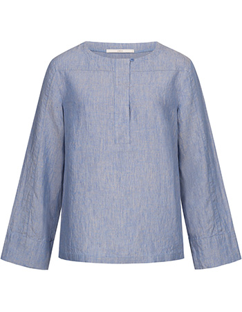 Blouse 3/4 Mouw Linnen Blue Melange