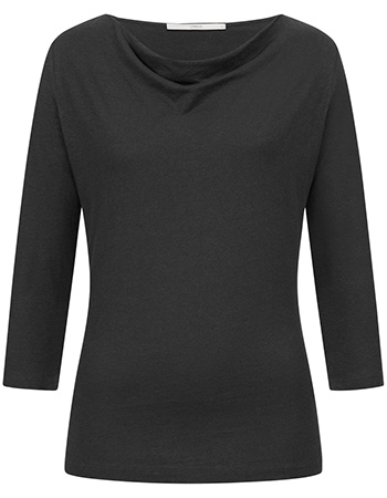 Longsleeve 3/4 Mouw Watervalhals Ocs Zwart