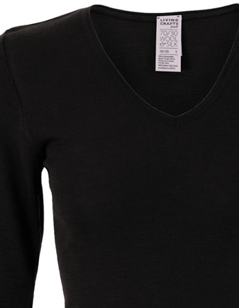 Longsleeve Felicia Ondermode Bio Wol Zijde Black detail