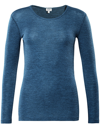 Longsleeve Bianca  Bio Merino Wol Zijde Blauw