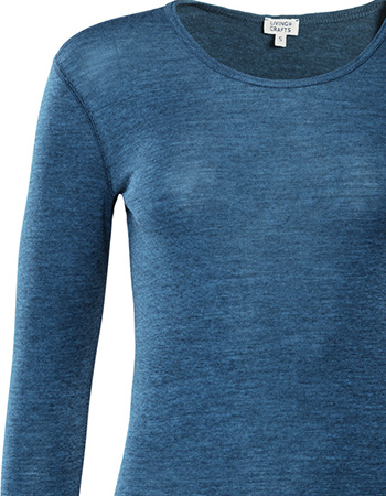 Longsleeve Bianca Bio Merinowol Katoen Blauw detail