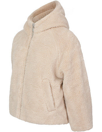 Jas Anna Faux Fur Hooded Natural detail