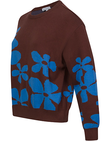 Trui Floral Mahogany Palace Blue detail