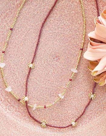 Goudkleurige Ketting Flourish Rose Quartz 