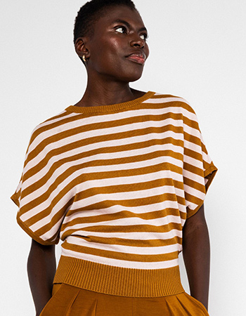 streep trui Picnic caramel kleur van Blutsgeschwister