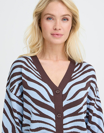 B.Young cardigan met v-hals en zebraprint, eerlijk geproduceerd watMooi