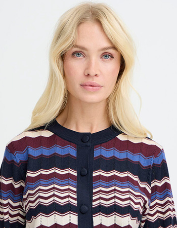 B.Young cardigan met ronde hals en zigzagprint, eerlijk geproduceerd watMooi