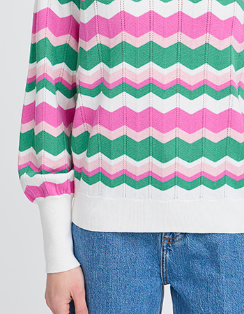 Lichte zomerse knitwear met zigzag motief, comfortabel en zacht op de huid. Mooi