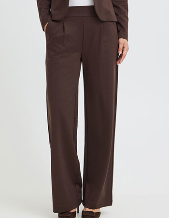Wijde pantalon B.Young donkerbruin, tijdloze basic duurzame garderobe
