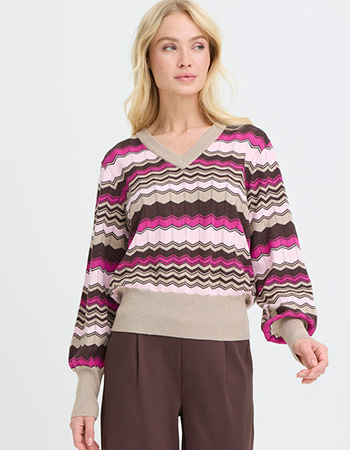 Zigzag trui B.Young met v-hals, duurzame mode watMooi