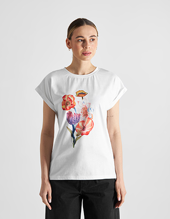 T-shirt Visby Fantasy Flower Bouquet White
