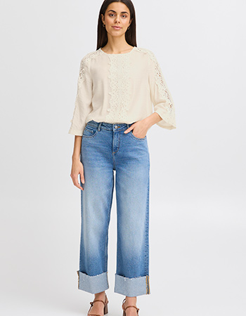 Blouse Blondie 3/4 mouw Kant Whisper White