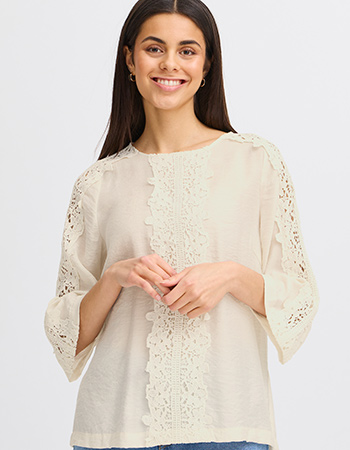 Blouse Blondie 3/4 mouw Kant Whisper White