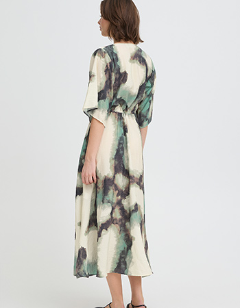 Lange Fransa jurk van Liva Eco viscose, zijdezacht en soepel vallend.