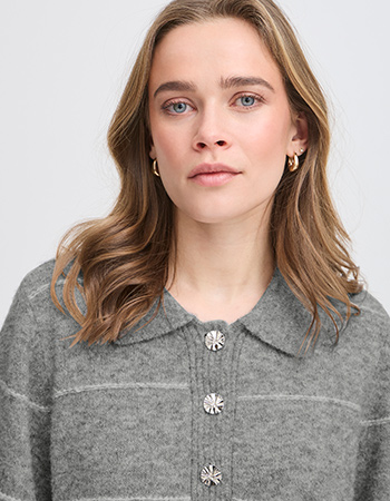 Trui Korte Mouw Frkendra Stripe Asphalt Melange