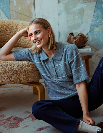 Trui Korte Mouw Frkendra Stripe Asphalt Melange