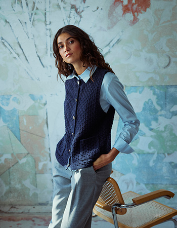 Mouwloos Vest Gebreid Frkenna Night Sky