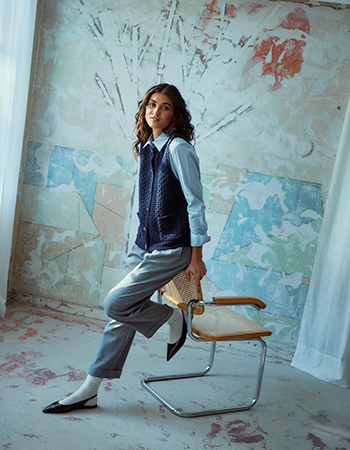 Mouwloos Vest Gebreid Frkenna Night Sky