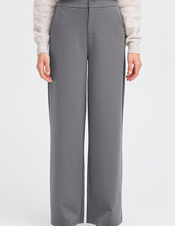 Grijze Fransa Leonie pantalon met rechte pijpen en tijdloze look, duurzame mode