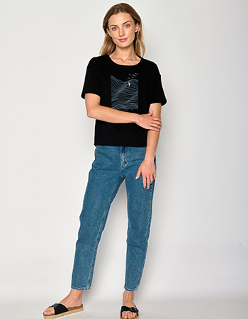 T-shirt Nature High Sea Boxy Zwart