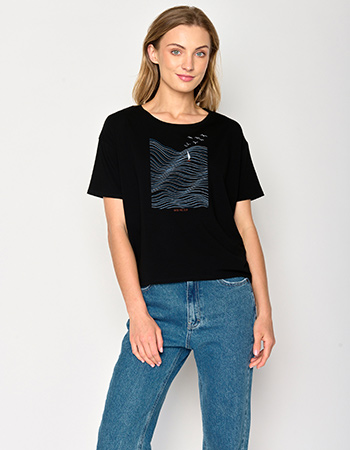 T-shirt Nature High Sea Boxy Zwart