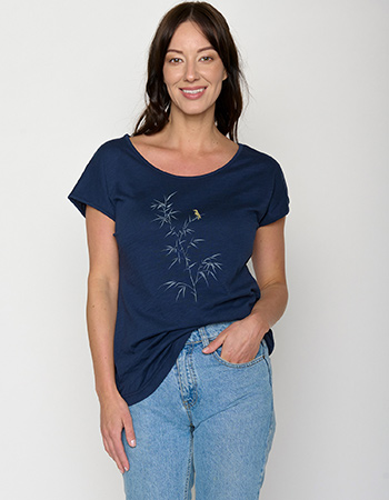 Greenbomb T-shirt met bamboe print in blauw