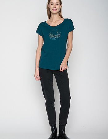 T-shirt Nature Mountain Stars Cool Petrol Green