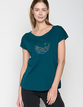 T-shirt Nature Mountain Stars Cool Petrol Green