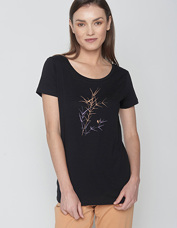 T-shirt Nature Bird Reed Zwart