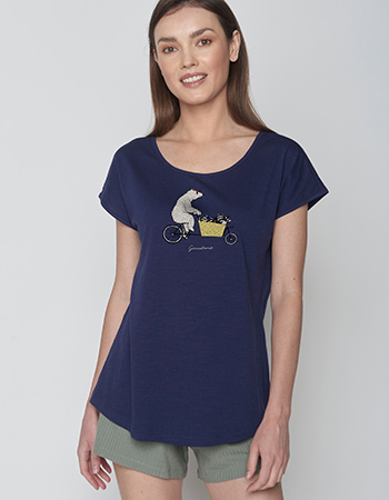 T-shirt Bike Cargo Raccoon Navy