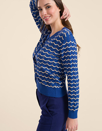 Cardigan Knitted Waves Navy
