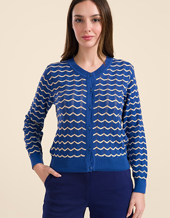 Cardigan Knitted Waves Navy