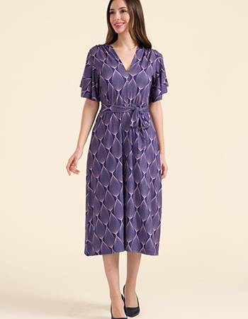 Jurk Trix Butterfly Sleeve Oval Purple