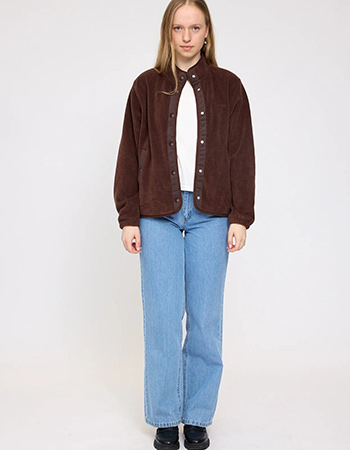 MAZINE fleece jas in bruin, gemaakt van 100% gerecyclede materialen.