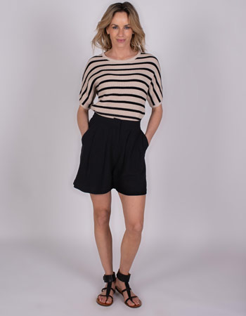 Short Patna Linnen Zwart