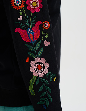 Comfortabele sweatshirt van katoen met verfijnd bloemenmotief en ontspannen pasv