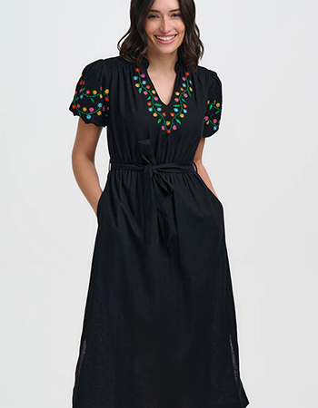 Sugarhill Brighton Lainey midi jurk met geborduurde bloemen