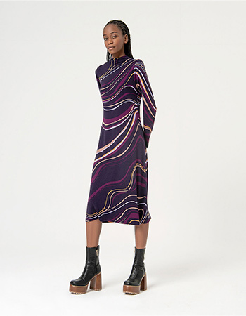 Jurk Alvi Midi Perkins Collar Morado