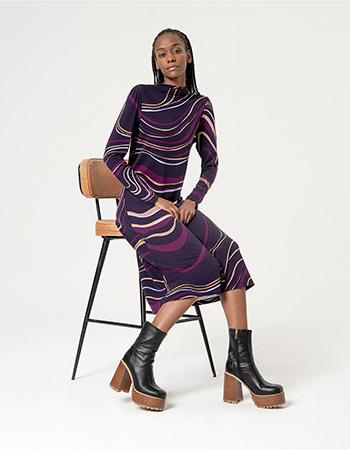 Jurk Alvi Midi Perkins Collar Morado