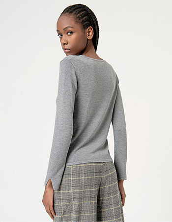 Trui Fine Round Neckline Grijs