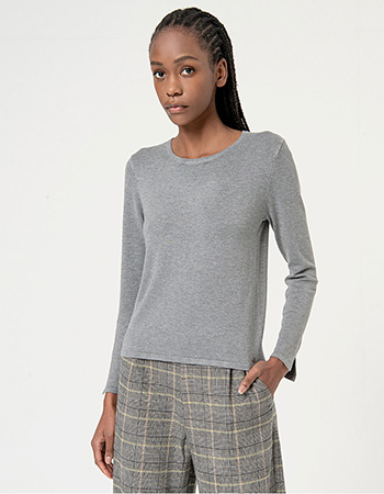 Trui Fine Round Neckline Grijs