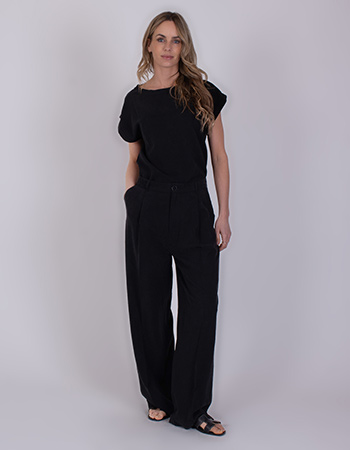 Oversized dames pantalon gemaakt van Tencel en linnen met een lichte, ademende f
