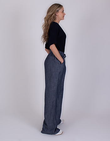 Pantalon met jeanslook, gemaakt van Tencel en linnen voor een zachte, ademende f