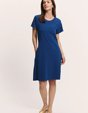 Duurzame dames jurk van linnenmix met steekzakken en relaxed fit.