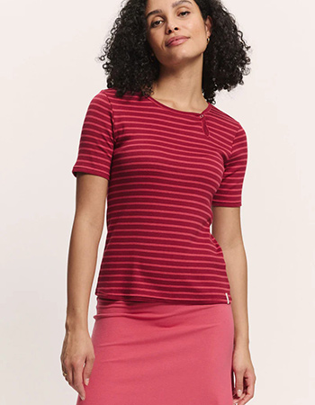 GOTS-gecertificeerd T-shirt met korte mouw en garengeverfde streep in tijdloos d