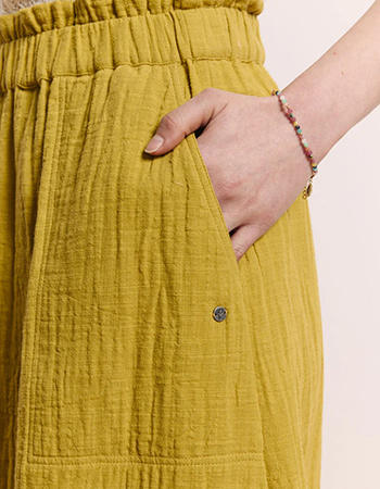 Duurzame rok van biologisch katoen musselin met elastische tailleband en zakken