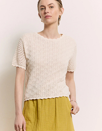 Luchtige ajour trui die je makkelijk combineert met rok of jeans.