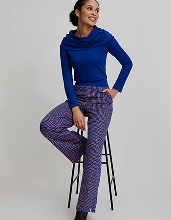 Pantalon Knitted Retro Look Blue Windows