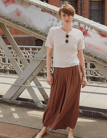 creme korte mouw trui van Tranquillo