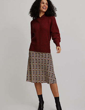 Trui Knit Loose V-Hals Fired Brick